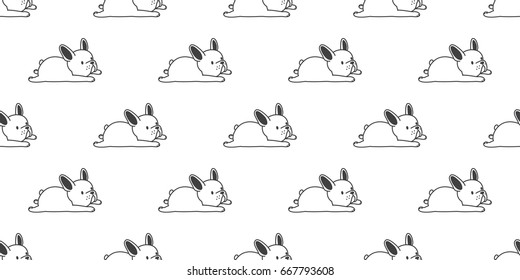 French bulldog dog sleeping vector Seamless Pattern doodle wallpaper background