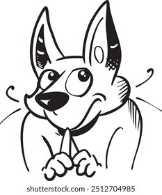 French Bulldog Drawing Black and White Illustration for Coloring Pages