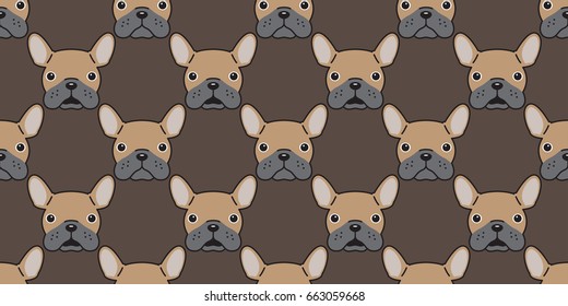 french bulldog face dog brown seamless pattern vector wallpaper background