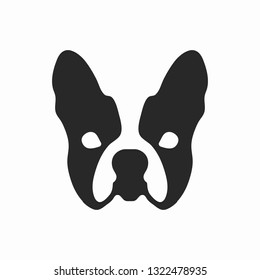 French bulldog face illustration in black and white color. 