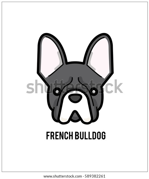 French Bulldog Face Isolated On White Stock Vector (Royalty Free) 589382261