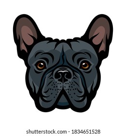French bulldog face isolated vector illustration