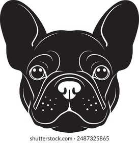 french bulldog face in minimal style black and white