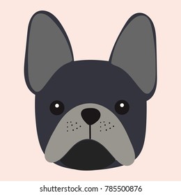 French bulldog face vector