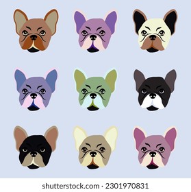 French Bulldog Face Vector Illustration. Pets Themed Design Element, Icon, Logo