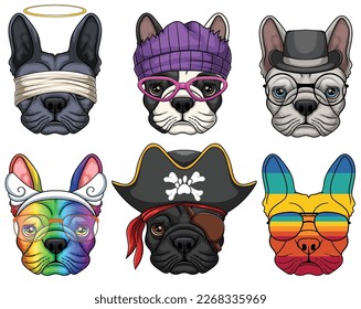 French bulldog fashion set collection for your company or brand