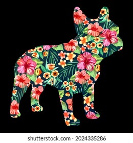 french bulldog flower funny dog silhouette floral throw pillow cover best x best design vector illustration for use in design and print wall art poster canvas