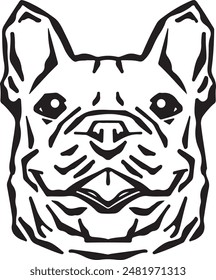 French bulldog funny dog vector line illustration.