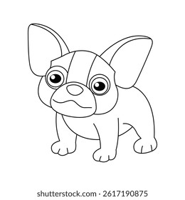French bulldog hand drawn coloring page for kids