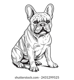 French Bulldog - Hand Drawn. Vector Illustration.