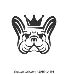 French Bulldog head Crown Icon illustration template