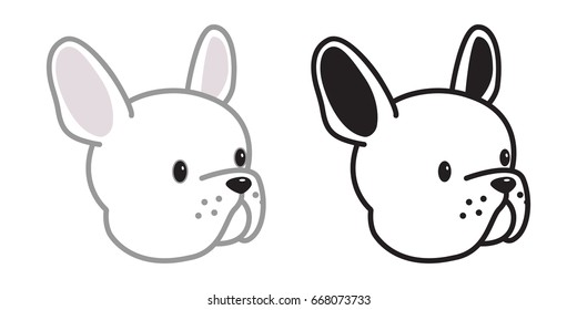 French bulldog head dog face cartoon vector illustration white