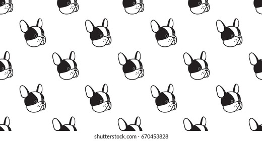 french bulldog head dog vector seamless pattern wallpaper background