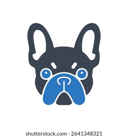 French bulldog head icon with detailed features