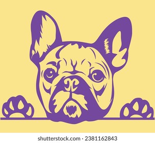 French Bulldog Head Illustration in Duotone Style