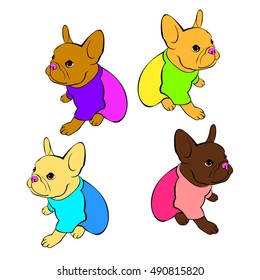 French Bulldog head logo or icon in white for a mascot and T shirt graphic.