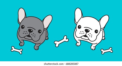 french bulldog icon. Dog icon. bone icon vector illustration doodle wallpaper