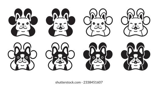 french bulldog icon dog paw footprint vector cartoon logo symbol cat kitten pet character illustration doodle clip art design