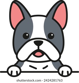 French bulldog icon. Flat color design. Vector Illustration.