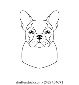 French bulldog  icon in line art style on white background.