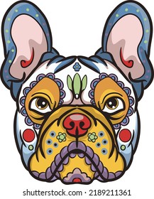 French bulldog illustration with day of the dead style