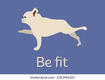 Ilustración francesa Bulldog, posos de yoga y ejercicios. Vector clipart. Iconos simples, carros postales divertidos relacionados con el deporte. Tarjeta de yoga. Tema saludable. Ilustraciones creativas de Bulldog. Feliz estilo de vida.