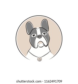 French bulldog logo. Cartoon drawing vector illustration