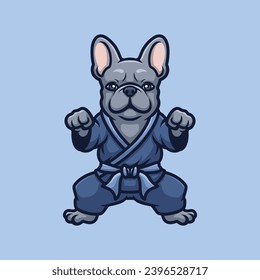 French Bulldog Martial Arts Creative Cartoon Illustration