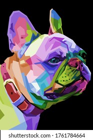 french bulldog on geometric pop art style. vector illustration.