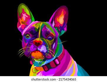 french bulldog on geometric pop art style. vector illustration.