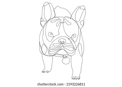 Perro de toro francés una ilustración continua de una sola línea dibujada vectorial. Doodle de perro de un estilo de línea.