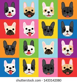 French Bulldog Pattern Background Pop Art Style