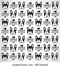 French Bulldog Pattern Vector in Vintage Style