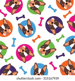 French bulldog pattern,vector full color