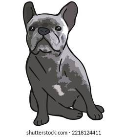 Dibujo en color de una mascota de bulldog francesa