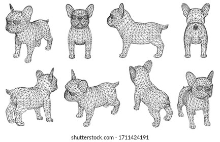 French Bulldog polygonal lines illustration. Abstract vector dog on the white background