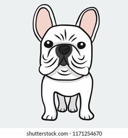 French bulldog portrait cartoon doodle vector illustration
