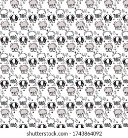 French bulldog pug seamless texture design