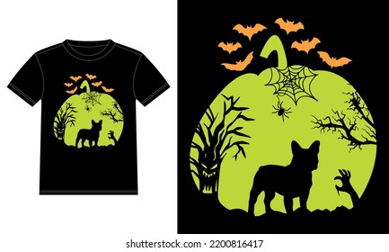 French Bulldog in Pumpkin Funny Halloween T-Shirt