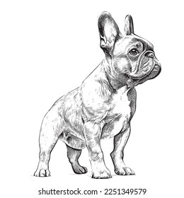 French bulldog puppy sketch Vector illustration.