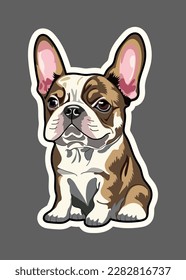 French Bulldog Puppy, sticker. Vector graphics