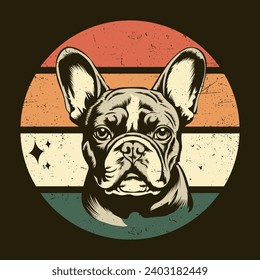 French Bulldog retro  tshirt Design vector