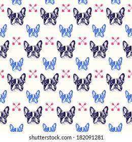 French bulldog seamless pattern