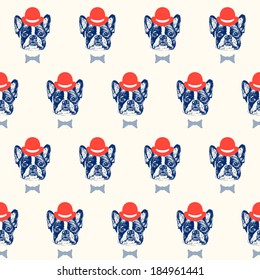 French bulldog seamless pattern