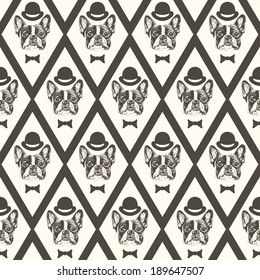 French bulldog seamless pattern