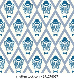 French bulldog seamless pattern