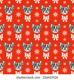 French bulldog seamless pattern