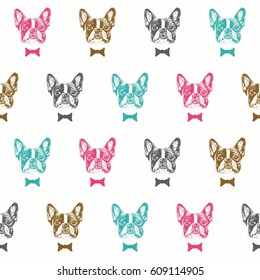 French bulldog seamless pattern.