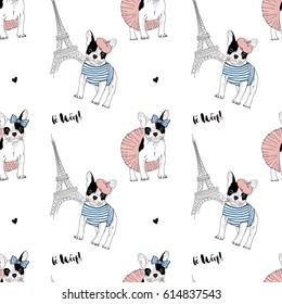  french bulldog seamless pattern