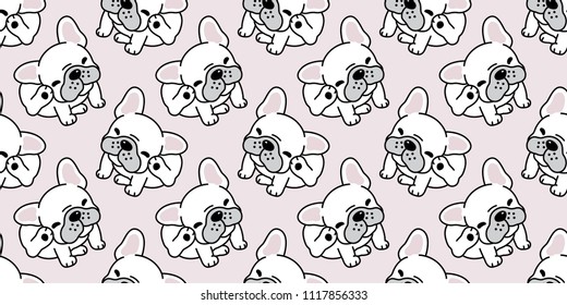 French Bulldog Seamless Pattern Dog Vector Repeat Background Tile Cartoon Wallpaper Isolated Illustration